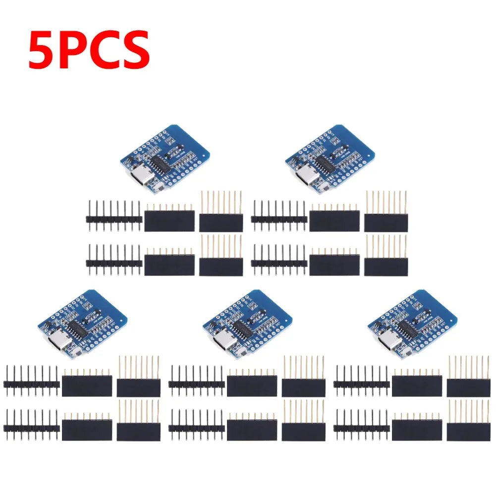 1-10pcs ESP8266 D1 Mini WIFI Development Board ESP-12F Wemos D1 Mini Nodemcu Lua Iot Board 3.3V Met Pins TYPE-C/Micro USB XZG