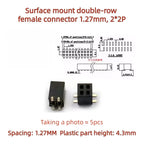 5PCS SMD SMT 2*2/3/4/5/6/7/8/10/12/20/40/50 PIN Double Row Pin Female Header 1.27MM Pitch Connector Socket 2X/6/8/10/20