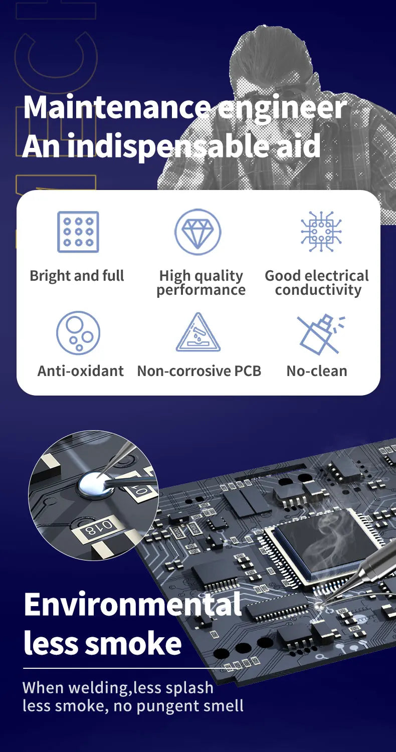 MECHANIC OFFICIAL DS6 40g Soldering Wire Rosin Core 0.3~0.8mm TinSolder Welding Wire Flux 1.0-3.0% BGA Soldering Repair tools
