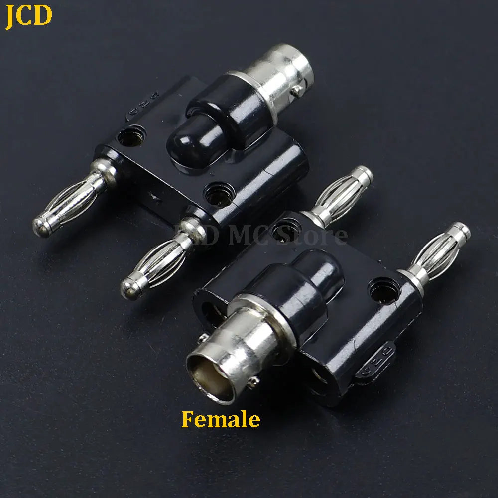 1PC Q9 BNC Adapter BNC Banana To Two Dual 4mm Banana Male Female Jack Coaxial Connector BNC Tee Type 3Way Splitter RF Adapter
