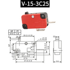 5pcs Travel Limit Switch Micro Switch Self-resetting V-152-1C25 3-pin Miniature Push Button Tactile Microswitch V-152 V-153 V-15