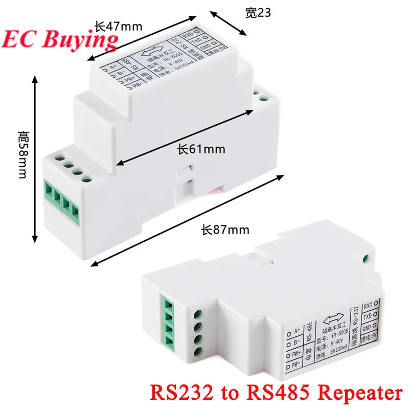 RS485 to RS485 Isolated RS-485 232 Turn 485 Repeater Communication Signal Amplifier Isolator Distance Extender Booster Converter