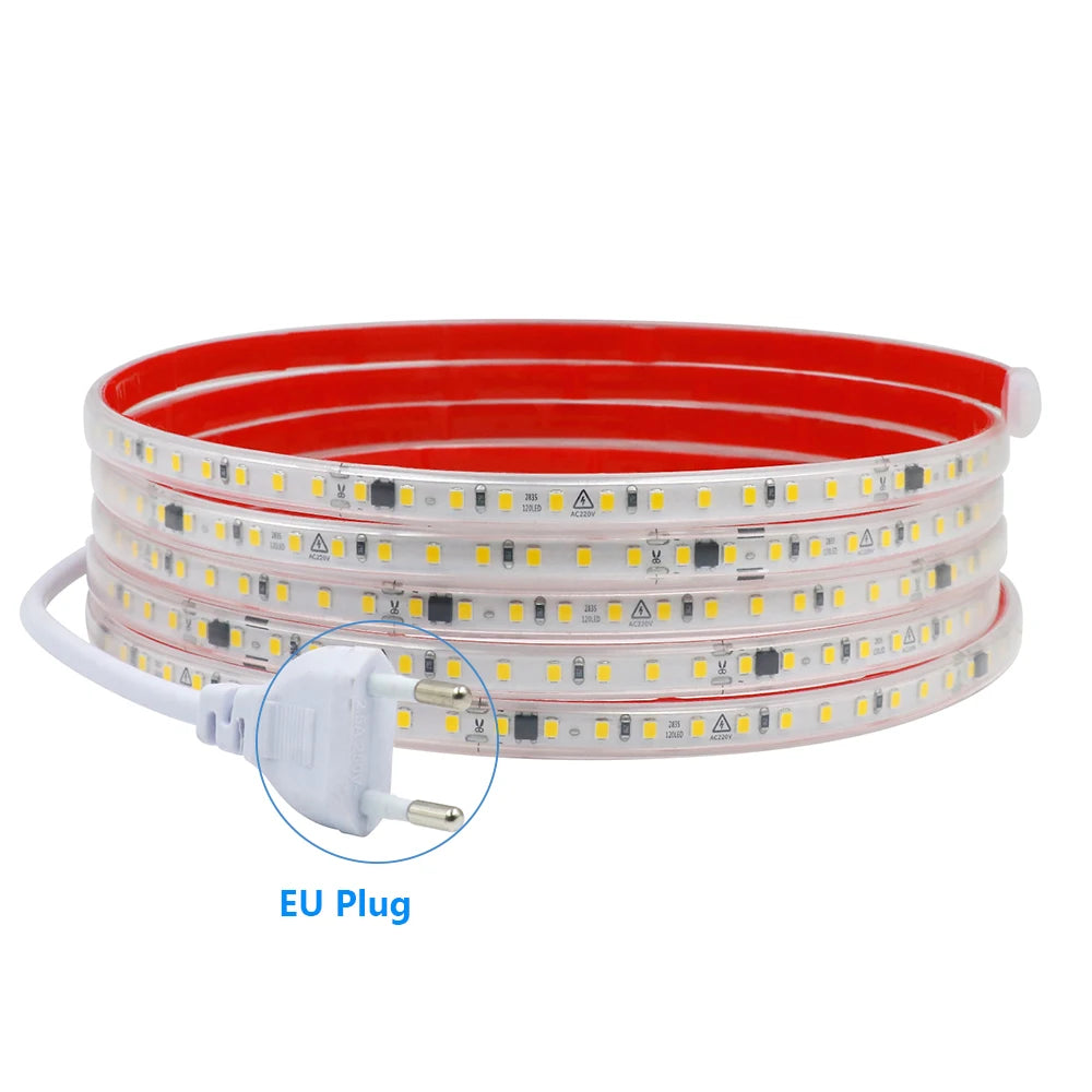 Dimmable LED Strip Light 220V Switch EU Power Dimmer Kit Waterproof 2835 120LEDs/M High Bright Flex Tape Home Decor 0.5M 10M 20M