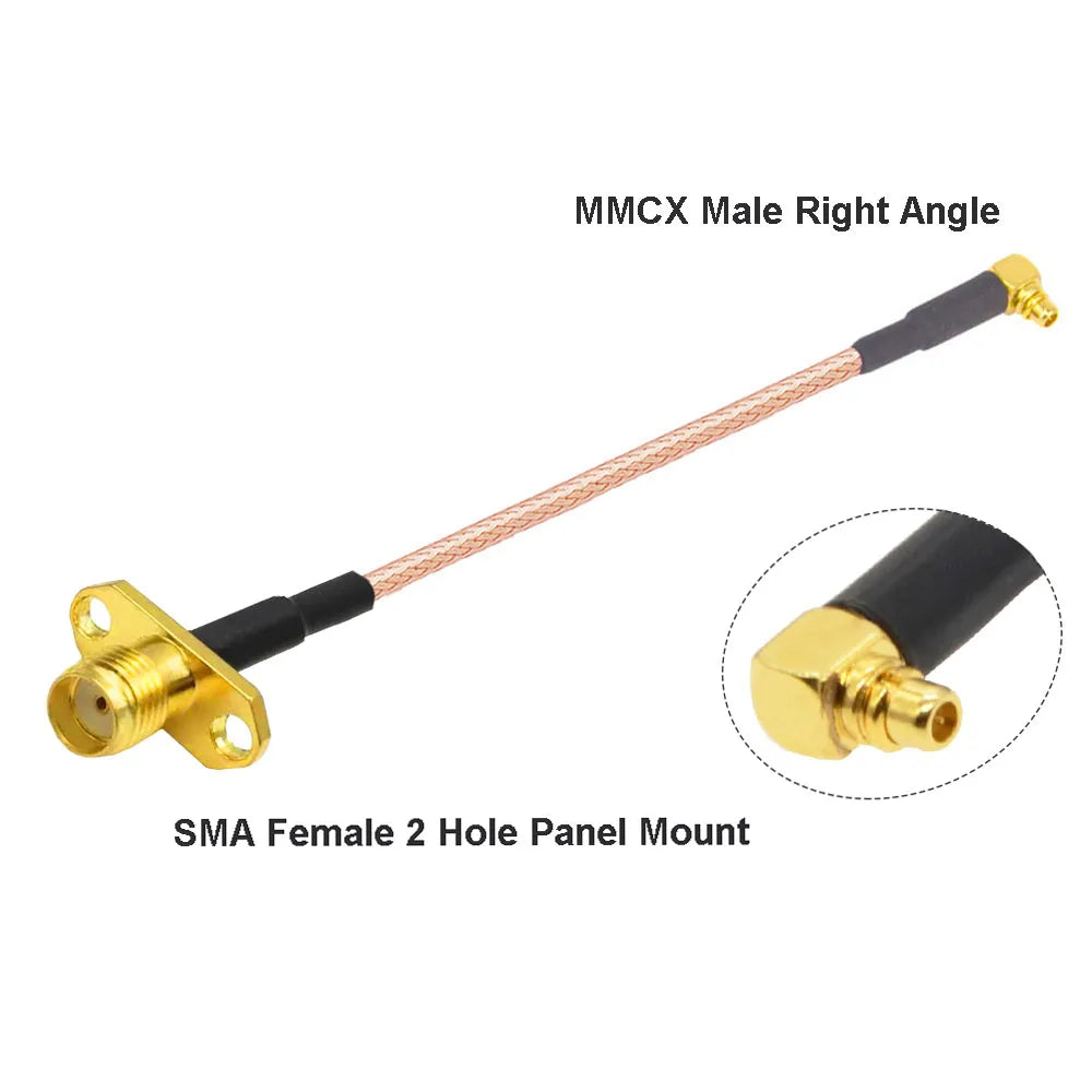 2PCS MMCX to SMA/RP-SMA Female Flange Panel Mount RG316 Pigtail FPV Antenna Extension Cord for TBS Unify PandaRC VTX