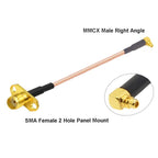 2PCS MMCX to SMA/RP-SMA Female Flange Panel Mount RG316 Pigtail FPV Antenna Extension Cord for TBS Unify PandaRC VTX