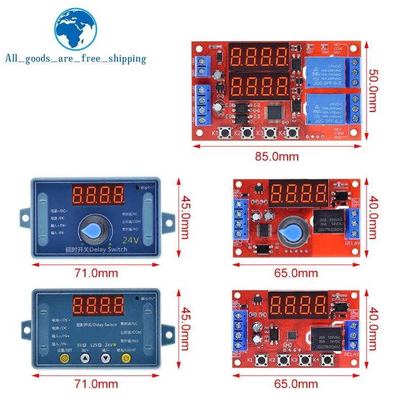 DC 5V 12V 24V 10A Adjustable Time Delay Relay Module 32 Modes LED Digital Timming Trigger Timer Control Switch Pulse Cycle