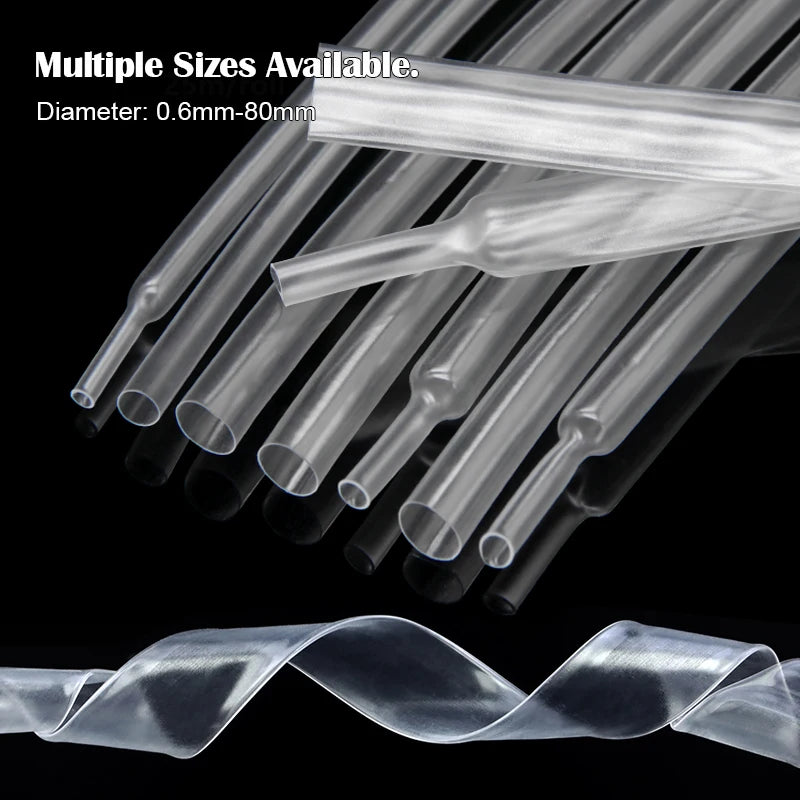 1-10Meter Clear Dia1 2 3 4 5 6 7 8 9 10 12 14 16 20 25 30 40 50mm Heat Shrink Tube 2:1 Polyolefin Thermal Cable Sleeve Insulated