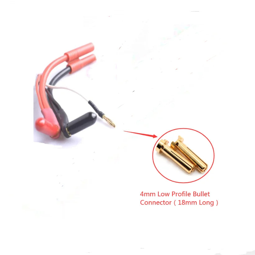 Hardcase Lipo Harness 2S JST XH Balance XT60 Tamiya Deans EC3 EC5HXT TrX Plug to 90 Degree 4.0/5.0mm Bullet Connector with Cover