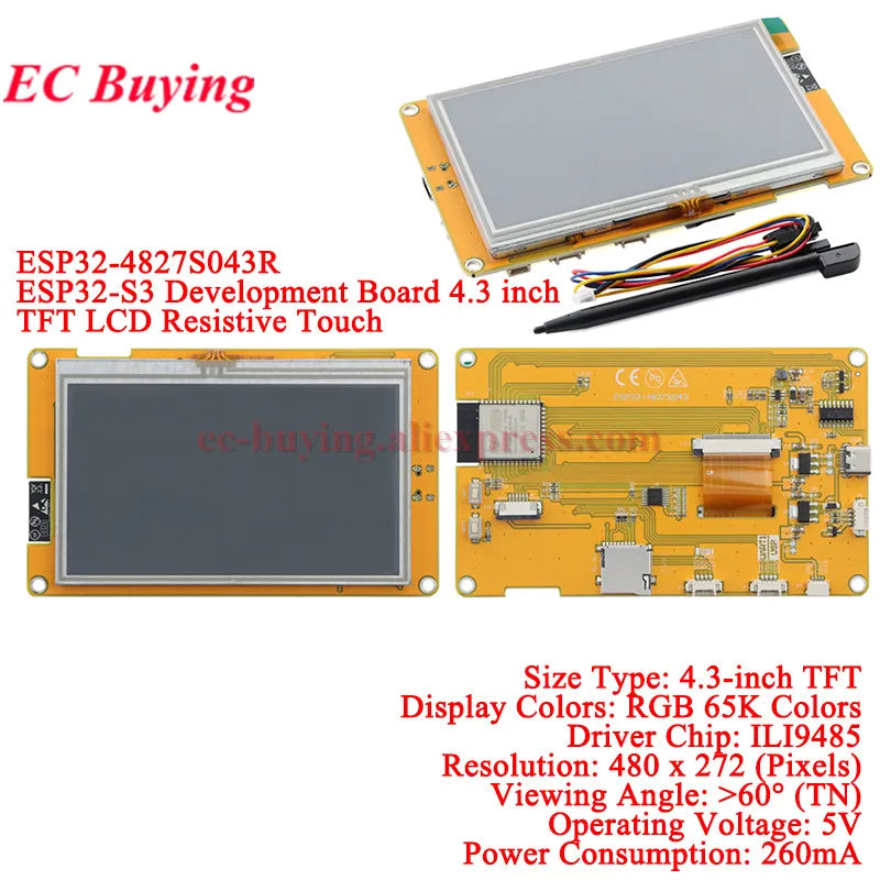 ESP32 S3 for Arduino LVGL WiFi Ble Development Board 2.4 2.8 3.2 3.5 4.3 5 7.0 inch 240*320 Display Screen LCD TFT Module Touch