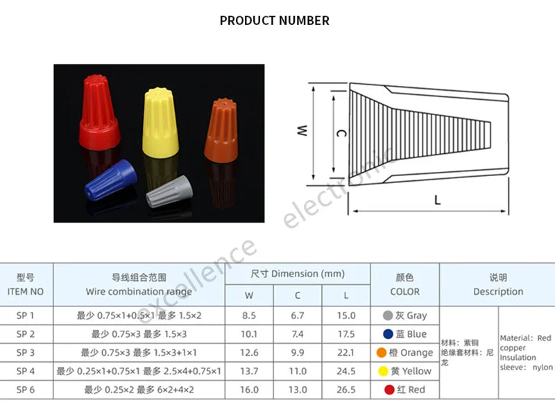 10/20/50PCS Colorful Electrical Insulated Crimp Twist Terminal Quick Wire Connector Nut Spring End Cap Connection