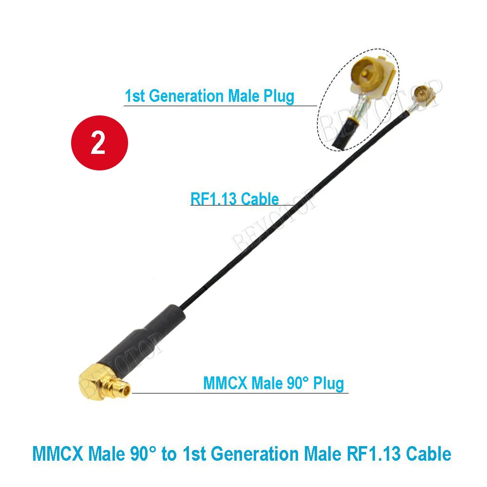 2PCS MMCX to Cable MMCX Male/Female to u.FL/RF-1 Male Plug Connector WIFI Antenna Jumper RG113 RF1.13 Pigtail