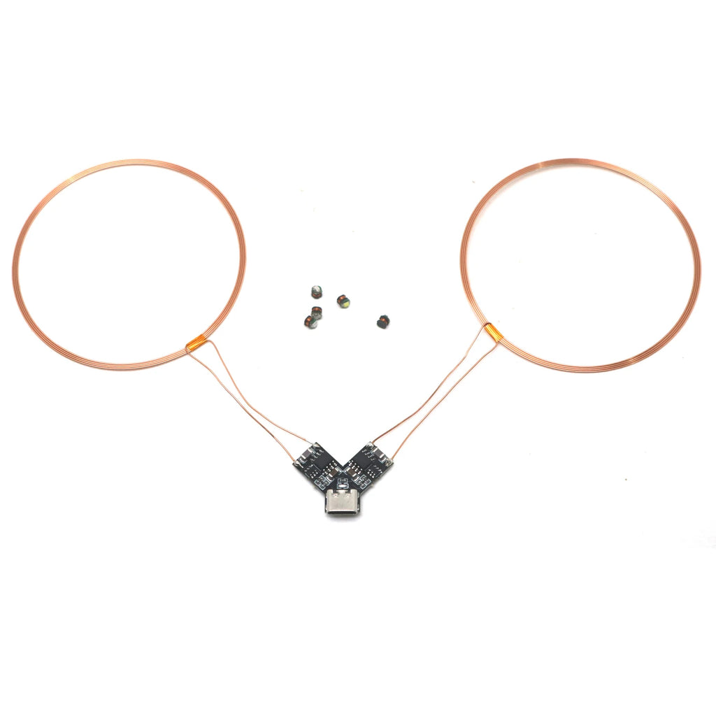 70MM Dual coil TYPE-C USB Wireless Power Supply Transmitter Inductor Receiver LED Light Lighting DIY Toys Model Robot Sand Table