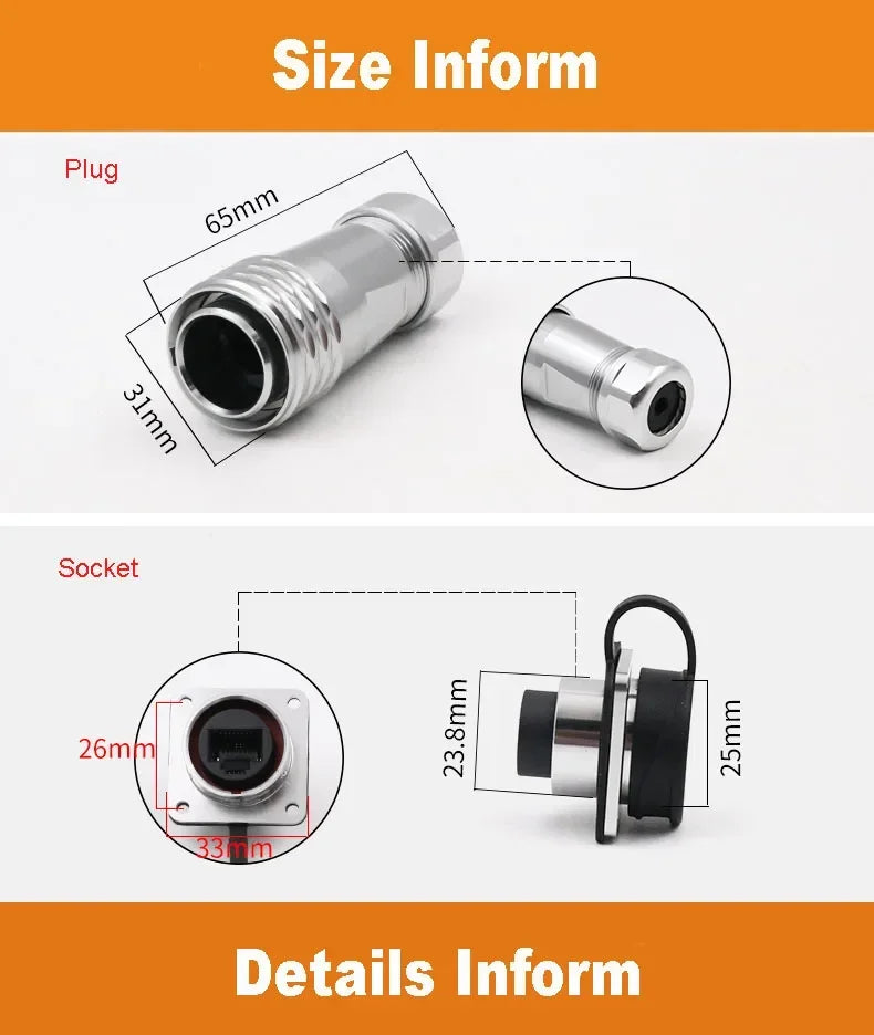 WEIPU SA24 RJ45 8P8C Metal Shell Waterproof Industrial M24 Ethernet Cable Ethernet Network Connector Signal Panel Mount Charge
