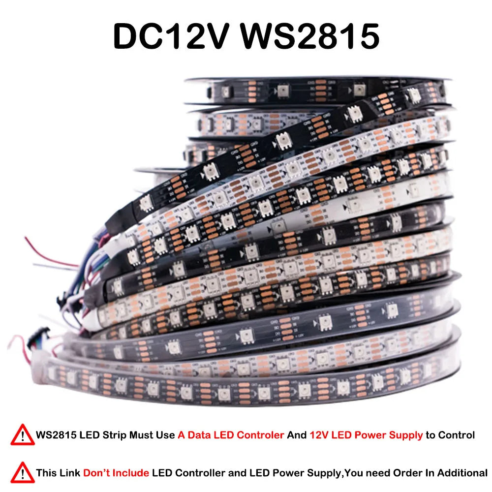 WS2812B WS2815 WS2813 Individually Addressable RGBIC LED Strip WS2811 WS2812 30/60/144Pixels/Leds/m Smart Tape Light DC5V/12V