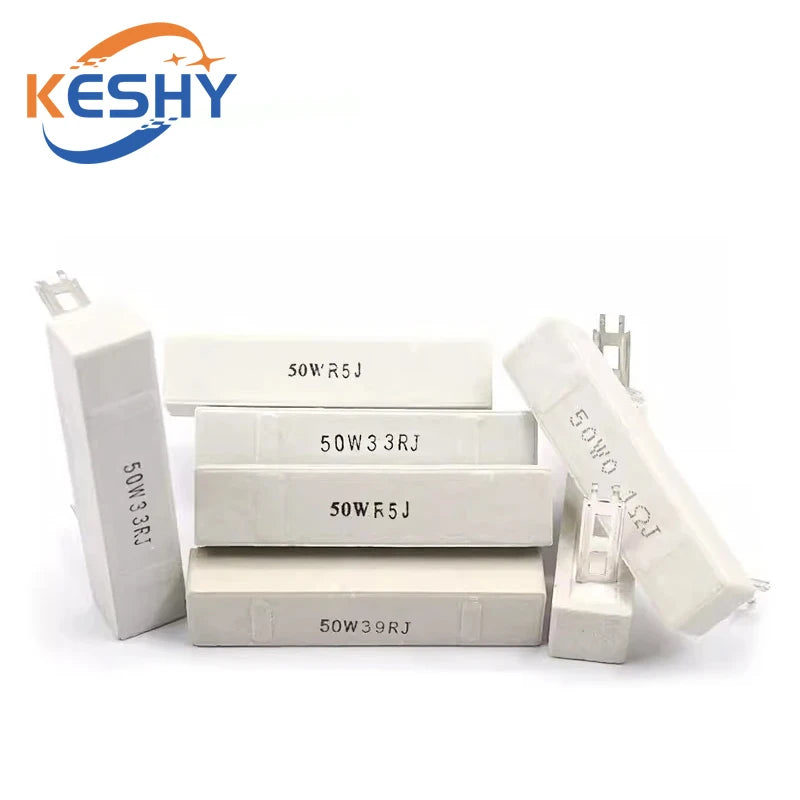50W Ceramic Cement High Power Resistor 0.1~1K 0.2 0.22R 0.5 1 1.5 2 2.5 3 4 5 6 8 10 15 20 25 30 50 80 100 200 250 300 500 Ohm