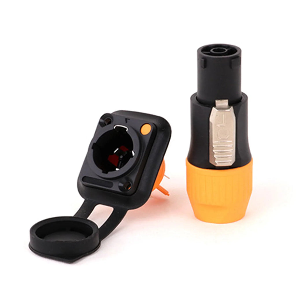 2pcs 3Pins Waterproof IP65 Grade Locking Powercon Male Plug Jack Female Chassis Socket Cable Wire Connector