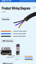 ZHICAN E2K M12 M18 Capacitive Proximity Sensor 30mm Long Range Plastics Glass Wood Metals Nonmetal Material Detection Switch