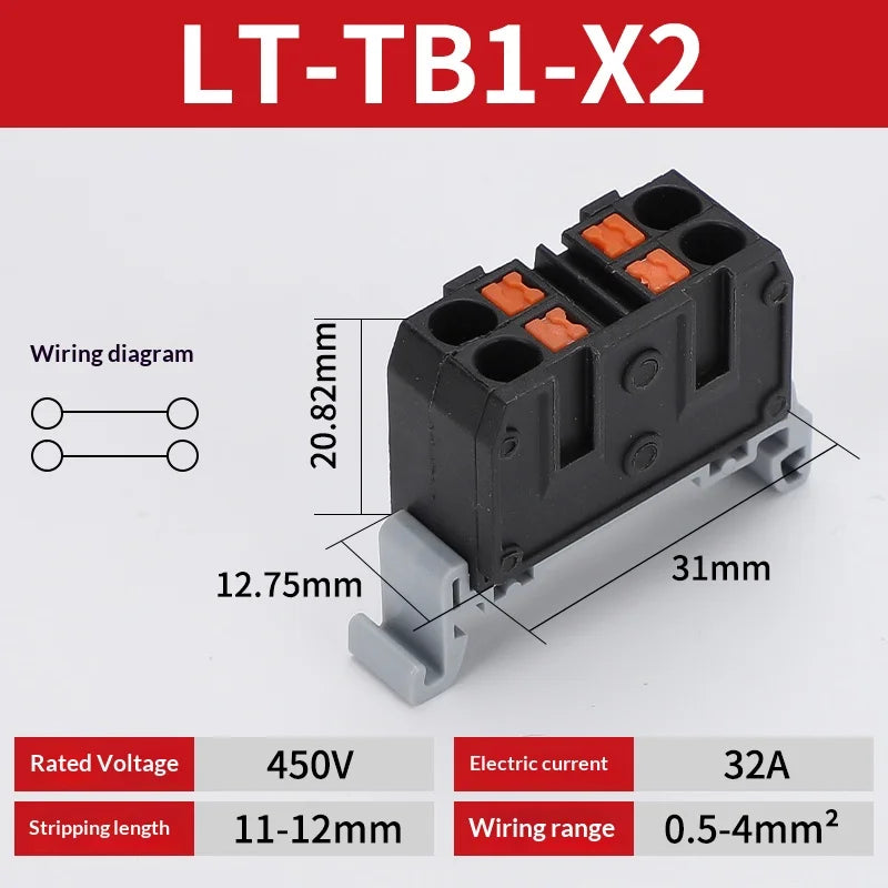 Push-in Terminal Block Multiple In Out Terminal Quick Connection of Wires Din Rail Wire Connector Universal Junction Box TB1-X6D