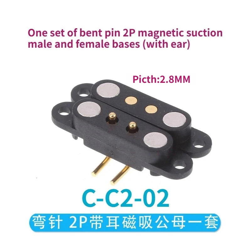 1/5 Set Waterproof DC Magnetic Pogo Pin Connector 2 3 4 5 6 7 8 9 Poles 2.54 MM Pogopin Male Female Contact Strip 90 Degree