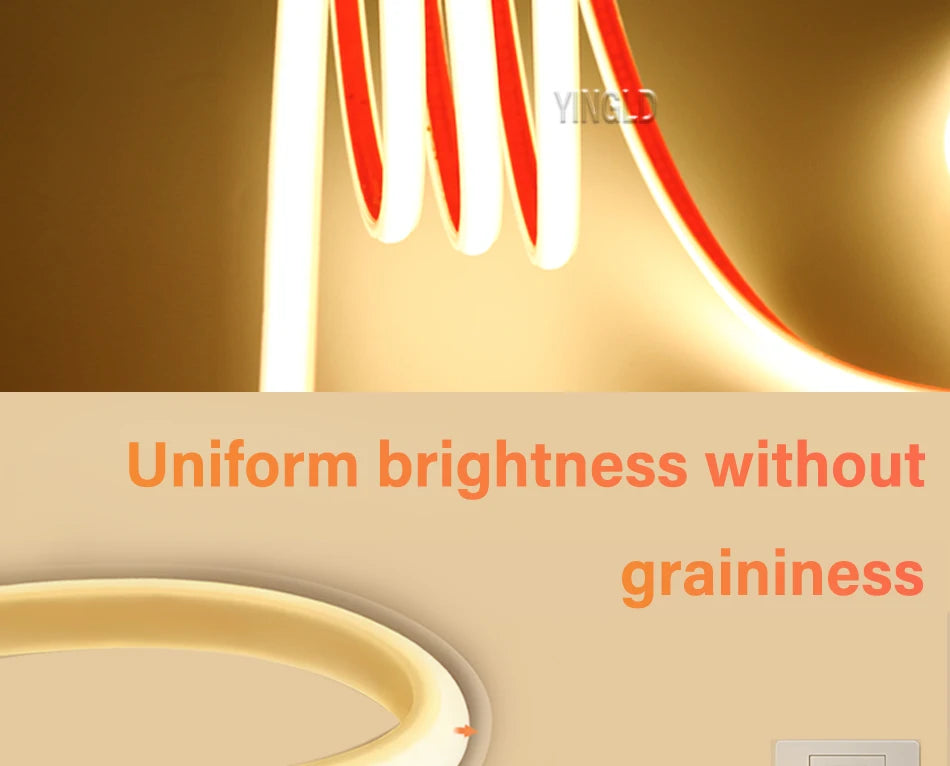 220V COB LED Strip Light High Bright Switch/Dimmable US 110v EU Plug Neon Tape Kitchen Cabinet  lighting Waterproof garden