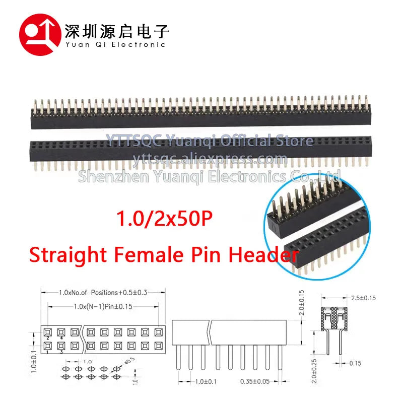 1.0mm Pin Header Connector Single Double Row 1*50P 2*50P SMD SMT Male Female Header Straight Pin Right Angle R/A Socket 1X50pin
