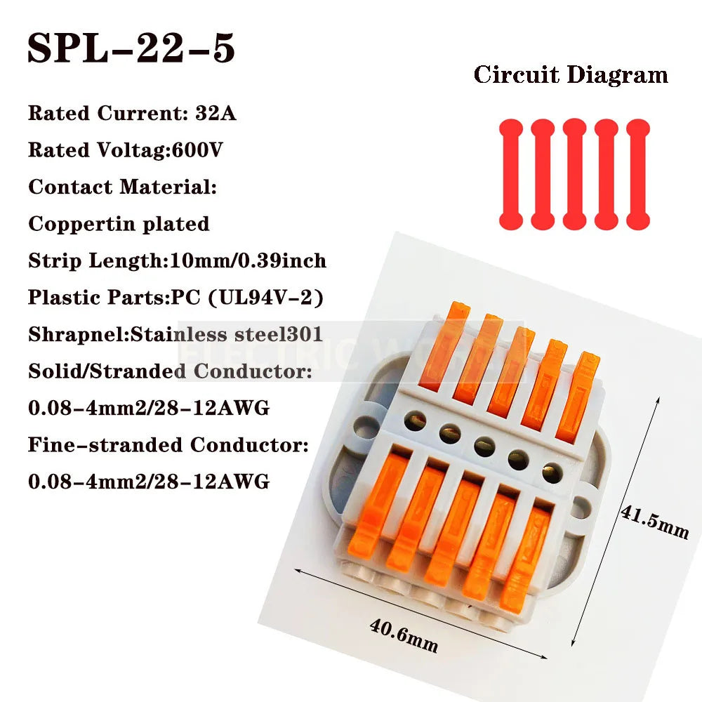 Wire Connectors KV-223-2 Terminal Block Push-in Quick Connector Docking Wiring Connector Electrical Plug-in Fast Cable Connector