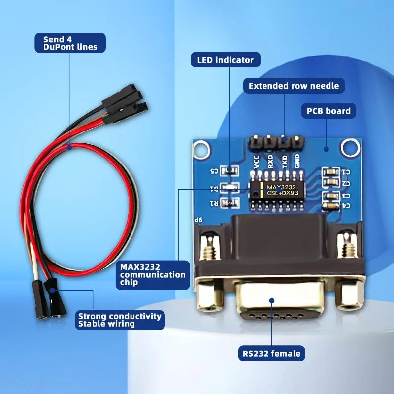 5PCS RS232 To TTL Converter Module，MAX3232 3.3V To 5V RS2323 COM Serial Prot Board To TTL Connector for Arduino Microcontrollers