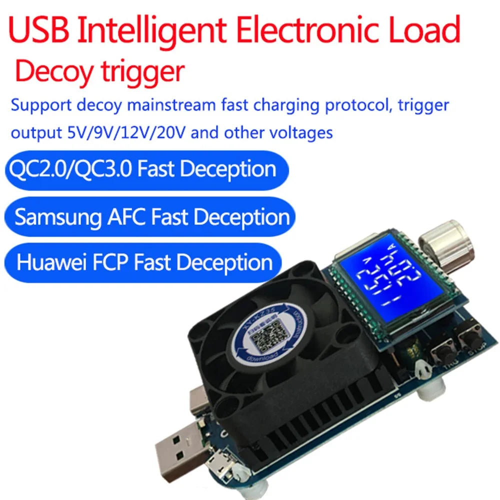 1PCS KZ35 Constant Current Electronic Load USB Type C QC2.0/3.0 AFC FCP Triggers Battery Testser Discharge Capacity Meter