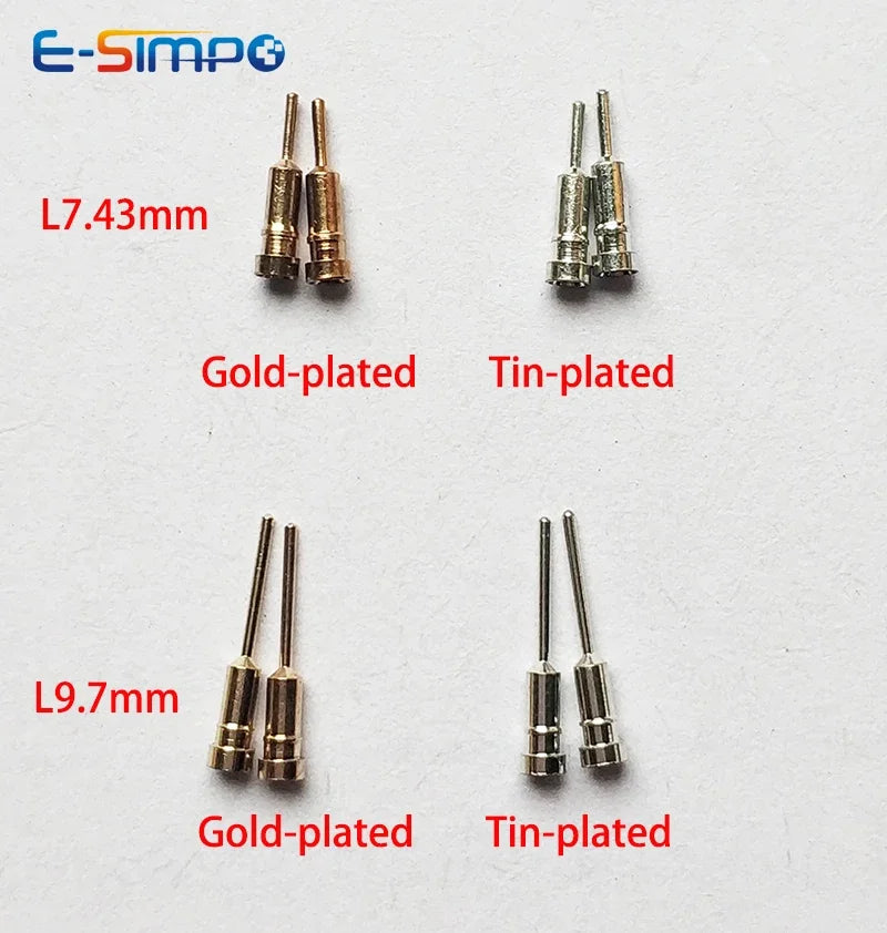 1000pcs D0.5mm D0.45-0.6mm PCB Gold Round Female Male Pin Sensor Crystal Socket Dim1.4*7.4mm,No Plastic for 2.54 Hole Pin Header