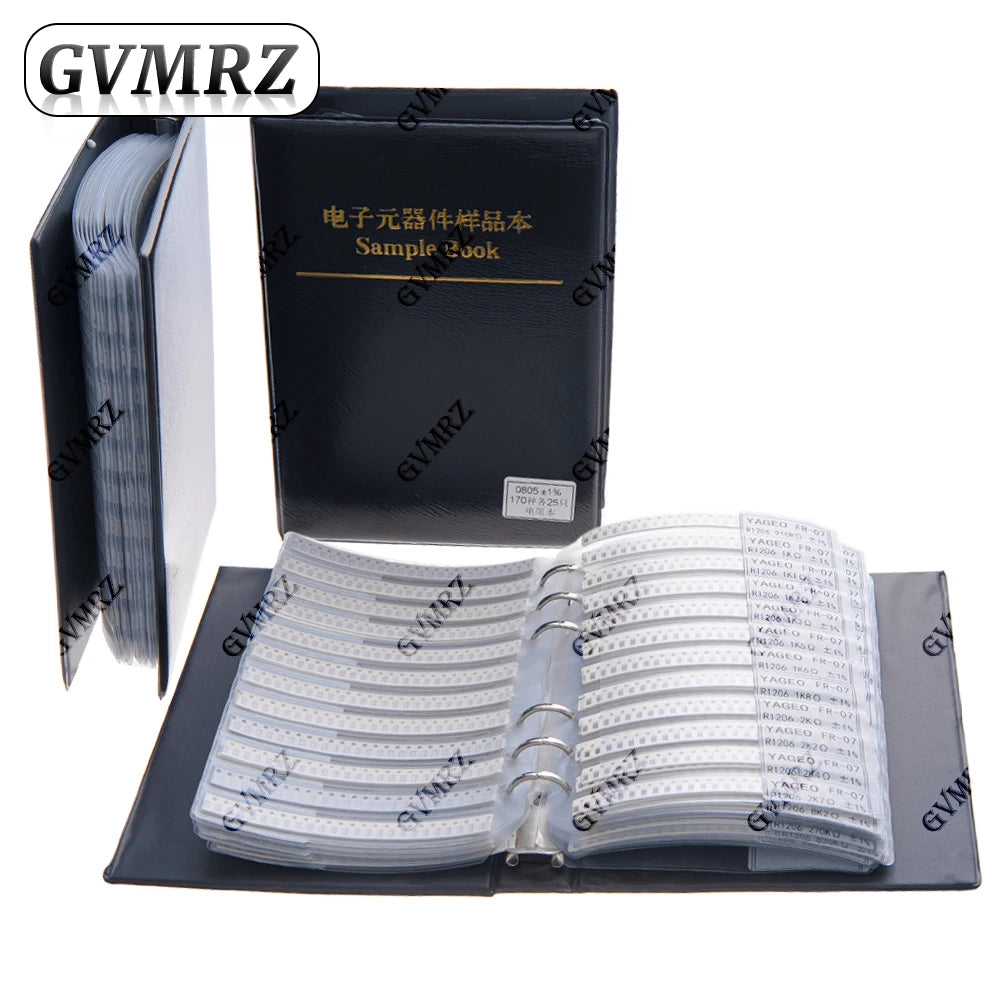 Sample Book Resistor Kit SMD Book Resistor Assortment Kit 0603 0805 1206 1% FR-07 170 Values 0R-10M Smd 0201 0402 DIY