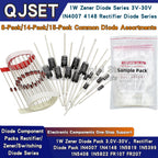 100/140/150pcs DIP Diode Set 1W 3V 3.3v 3.6v 3.9 4.3V-30V Zener Diode Pack IN5408 1N4007 1N4148 1N5819 FR107 IN5399 FR207 IN5822