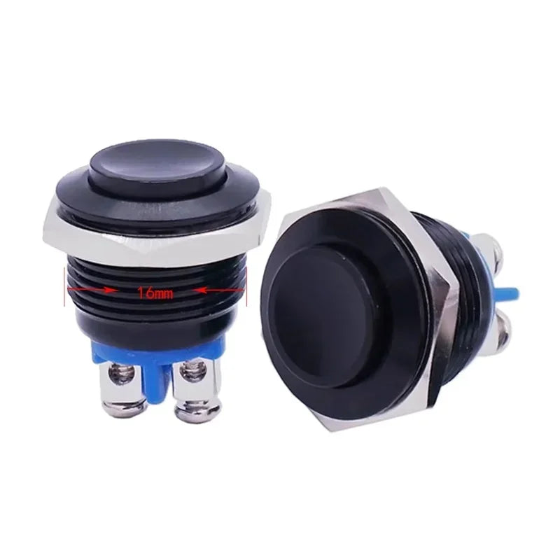 2/5/10Pcs Waterproof IP67 16mm Round Metal Switch Self-reset ON-OFF Momentary Push Button Switch