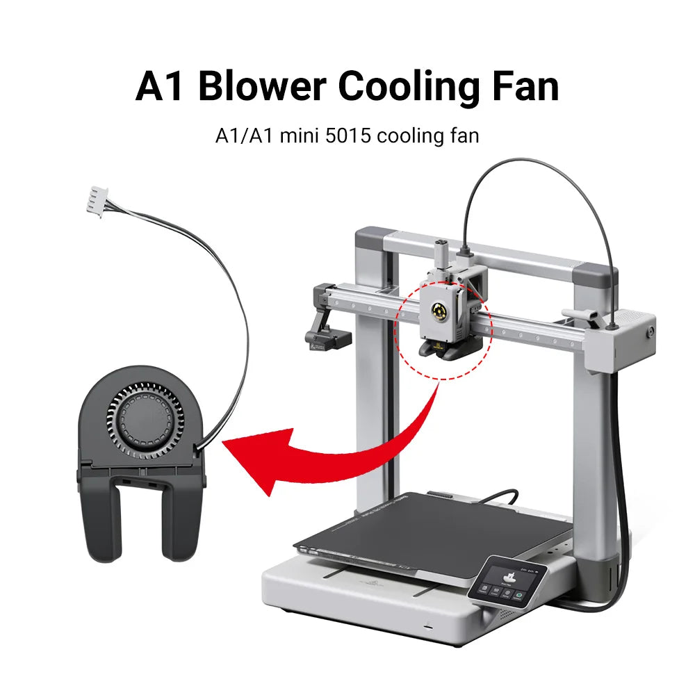 5015 Cooling Fan for Lab A1 A1mini Hotend Fan with Cable Rapid Cooler Fan 2510 Axial Fan Kit for X1 X1C P1P P1S 3D Printer Parts