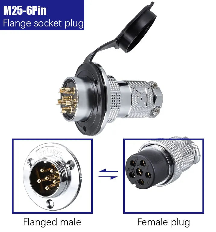 GX25 Plug Cable Connector Flange Fixing 20A 2Pin 3Pin 4Pin 5Pin 6Pin 8Pin 12Pin DF25 Circular Connectors