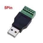 USB 2.0 Connector Avoid Welding Plugs USB Type A Male Female to 4Pin 5pin Screw Terminal Socket Adapter Plug For Computer TV