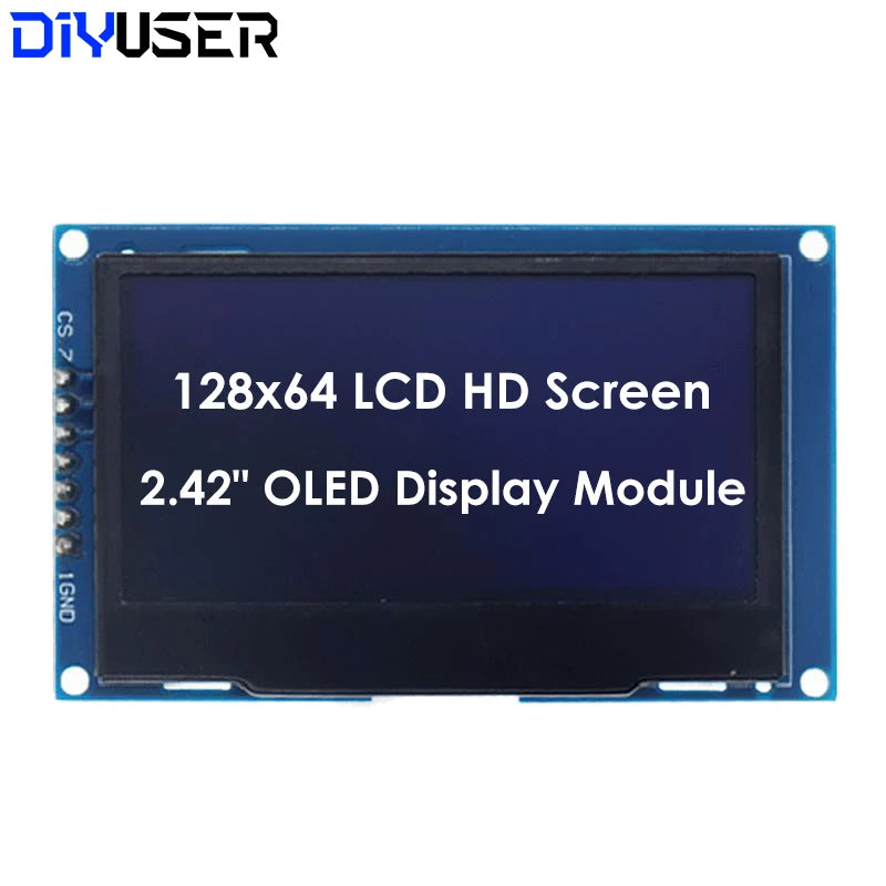DIYUSER 2.4" 2.42 Inch 128x64 OLED LCD Display Module SSD1309 12864 4 Pin IIC I2C SPI Serial Interface C51