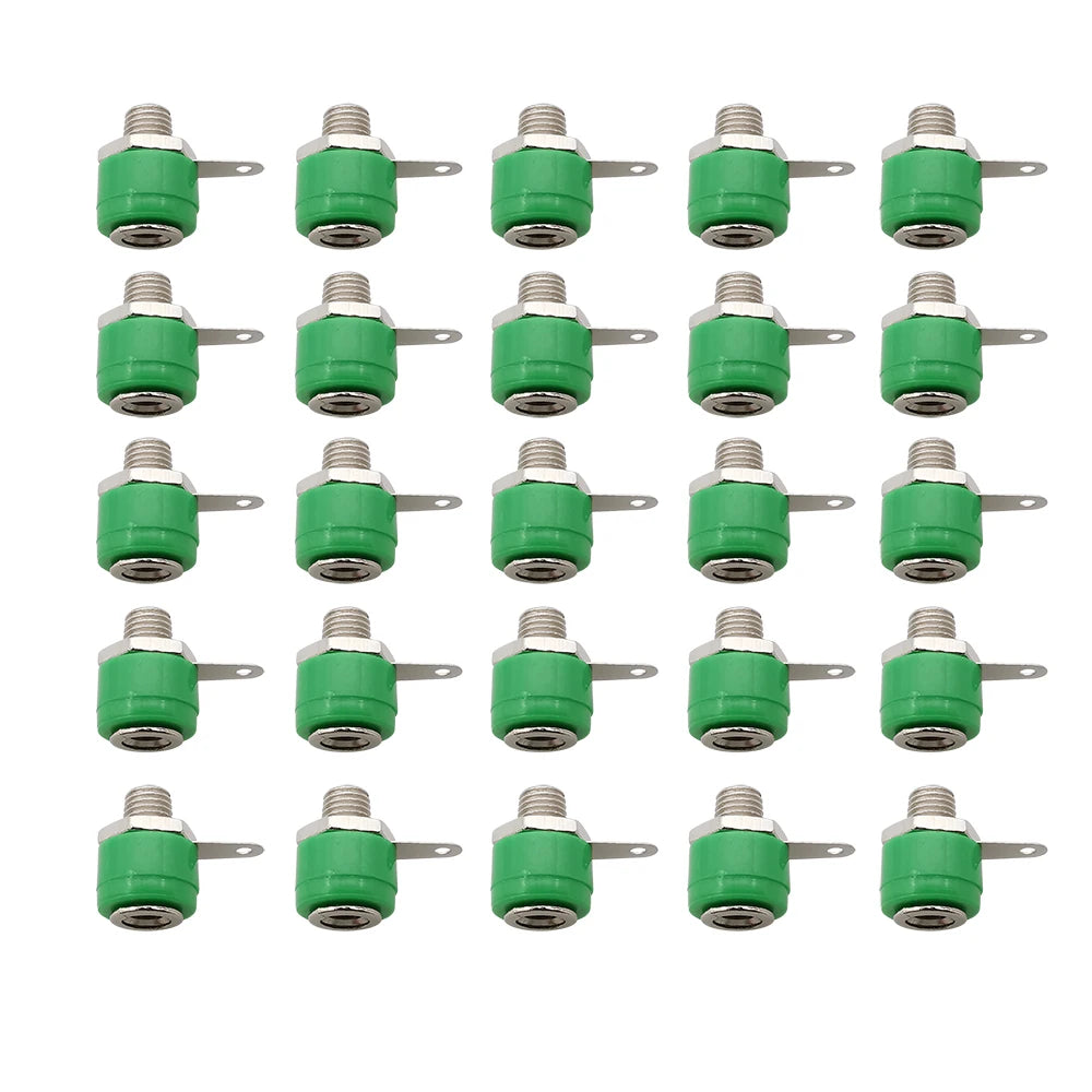 25Pcs Binding Post 4mm Banana Socket Female Connector 4mm Banana Plugs Test Speaker Jack Nut Panel Mount Terminals Adapter