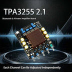 YJCO TPA3255 HIFI 2.1 Amplifier Board QCC3084 Bluetooth 5.4 24Bit/96K LDAC AptX HD 300W×2/4Ω+600W/2Ω Subwoofer Output Audio Amp