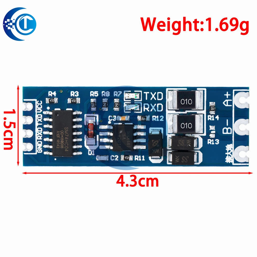 TTL-RS485 Bidirectional Converter Module: Serial UART Level Shifter with Auto-Flow Control – 3.3V/5V Power Supply