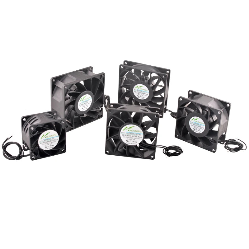 ANCHAOPU EC Brushless Axial Cooling Fan 40-140mm AC 110V-240V for Cabinet, Industrial, Server High Speed Ventilation
