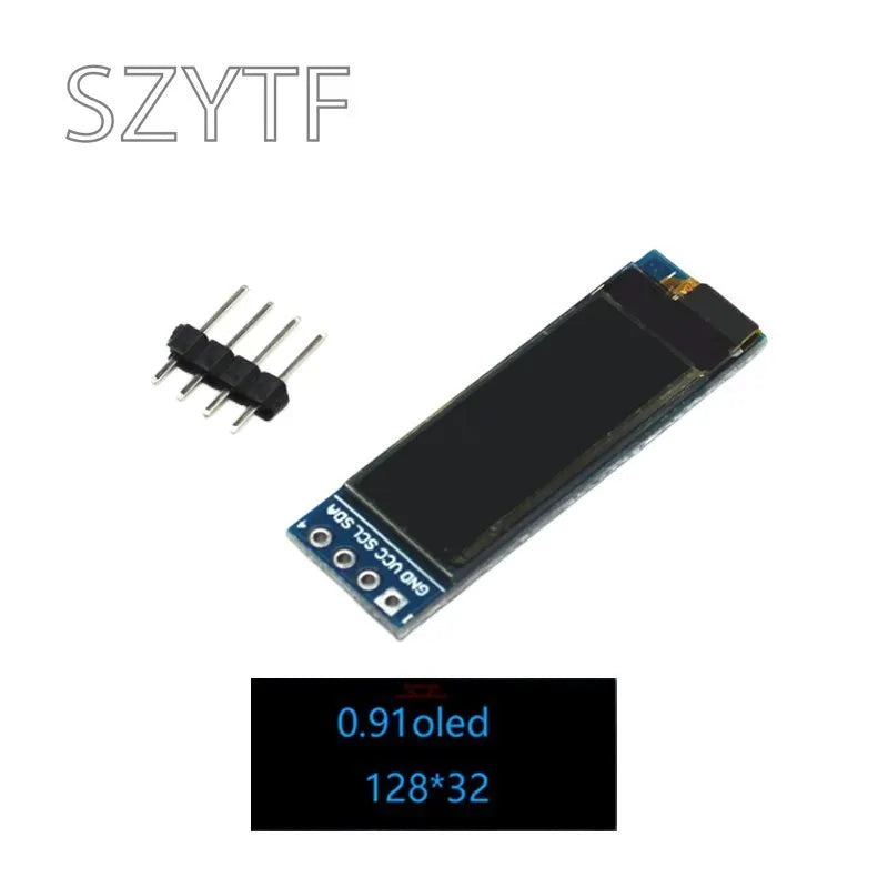 0.91 Inch 128x32 IIC I2C White / Blue OLED LCD Display DIY Module SSD1306 Driver IC DC 3.3V 5V for Arduino