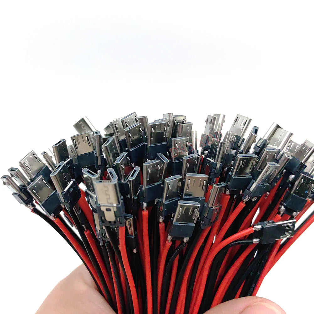 10pcs 2P Micro USB Male JACK 2Pin Welding Wire Male Connector Straight For Mobile Phone Charging Port Charging Socket