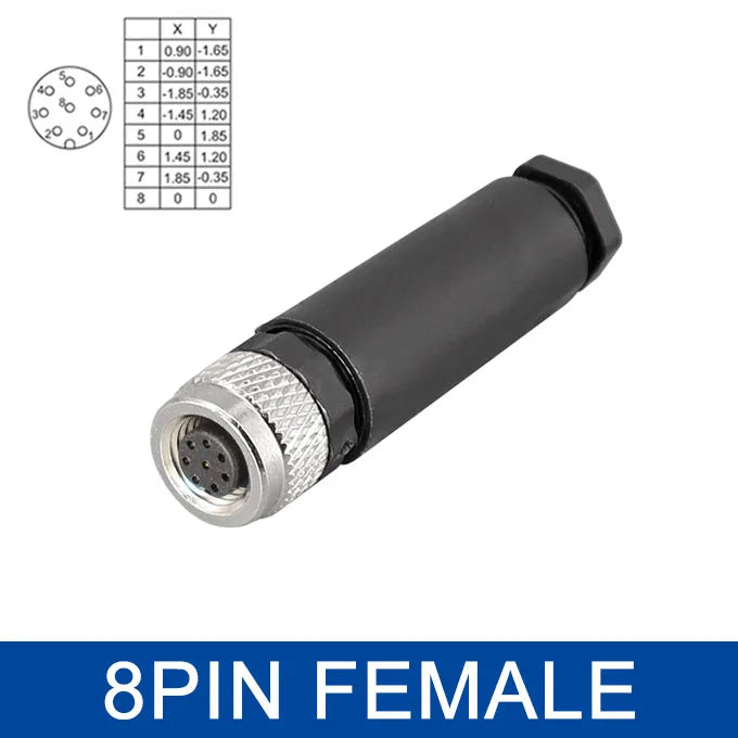 M8 Sensor Connector Screw Connection Metal A Code 3pin/4pin Non-welding 5pin 6pin 8pin Weld IP68 Straight Waterproof Connectors