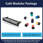 RJ45 CAT6 Cat6A Cat7 Module Patch Panel 12 Port Keystone RJ45 Network Rack Mount Panel Ethernet Wall Jack Distribution Frame