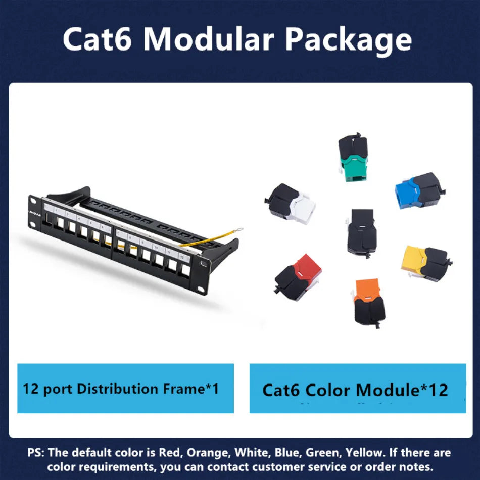 RJ45 CAT6 Cat6A Cat7 Module Patch Panel 12 Port Keystone RJ45 Network Rack Mount Panel Ethernet Wall Jack Distribution Frame