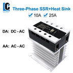 LCTC Three-phase Solid State Relay DC to AC AC to AC With Radiator 10A 25A On-off SSR 3-32VDC 24-480VAC