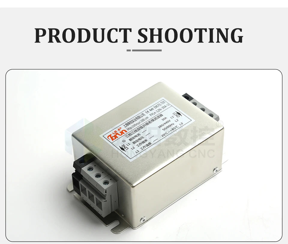 EMI Power Filter Fyln-12N-30A-U Universal 3-Phase Filter 30A 380V AC Power Electromagnetic Inverter Servo Filter