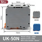 UK-2.5B DIN Rail Universal Brass Block Screw Clamp Wiring Voltage Terminal UK1.5N/3N/5N/6N/10N/16N/25N/35N/50N