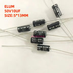 10pcs  50V1UF 2.2UF 3.3UF 4.7UF 10UF 22UF 47UF 100UF 220UF 330UF 470UF 1000UF Axial Audio Electrolytic Capacitor