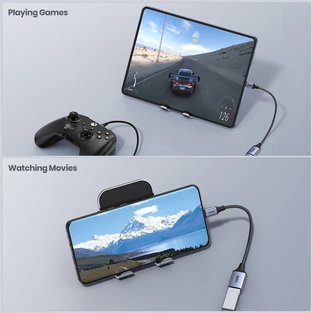 TOPK A10 USB C to USB A dapter OTG Cable Type C Male to USB 2.0 Female Cable Adapter for MacBook Pro Samsung Type-C Adapter